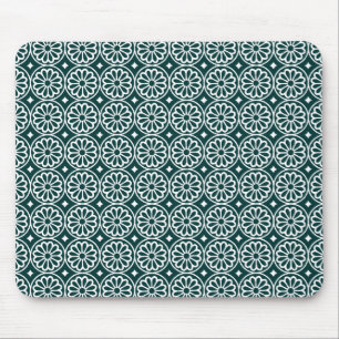Ancient Egyptian Flowers - Dark Green Mouse Pad