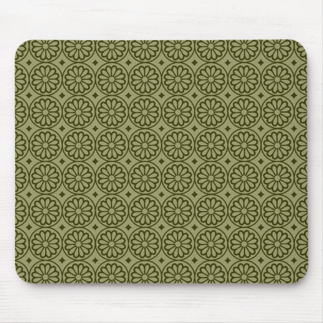 Ancient Egyptian Flowers - Khaki and Murky Green Mouse Pad (Front)