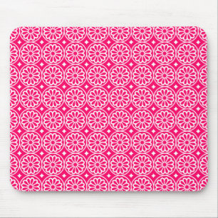 Ancient Egyptian Flowers - Neon Red Mouse Pad