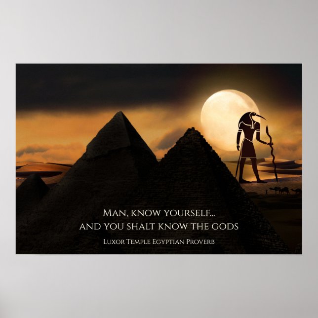 Ancient Egyptian God Thoth, Pyramids and  Proverb Poster (Front)
