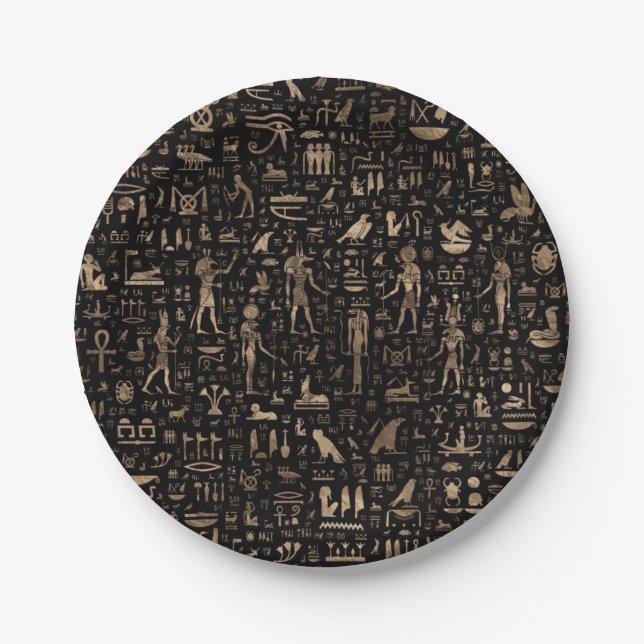 Ancient Egyptian Gods and hieroglyphs Paper Plate (Front)