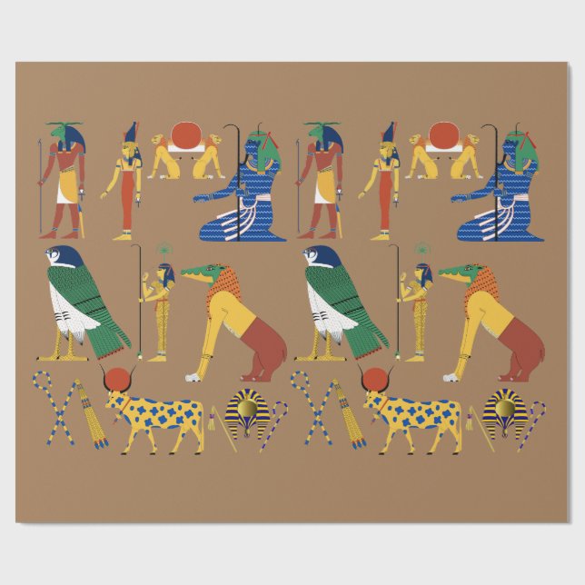 Ancient Egyptian Gods Goddess cartoon clipart Wrapping Paper (Flat)