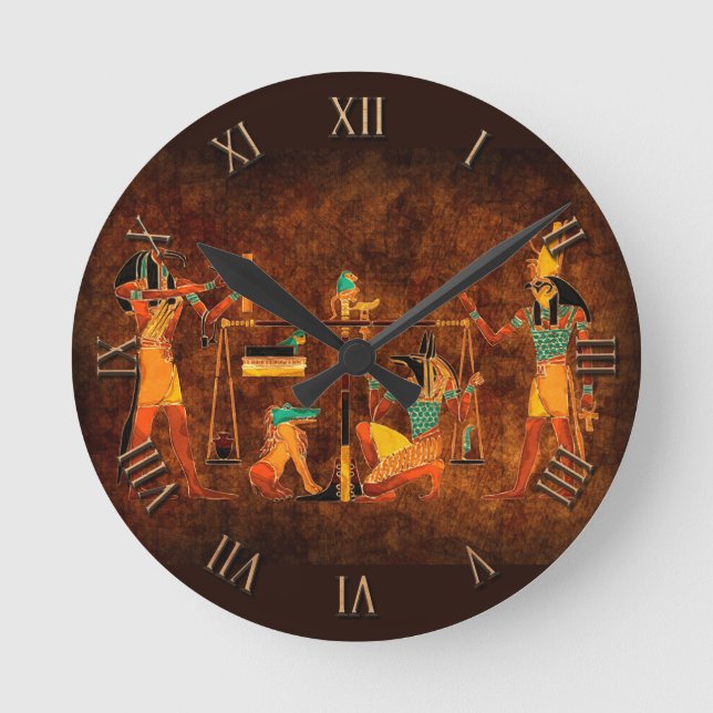 Ancient Egyptian Gods Round Clock (Front)
