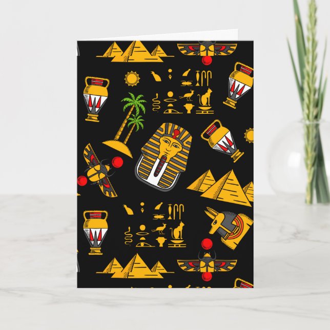 Ancient  Egyptian Hieroglyphic Pattern Background  Card (Front)