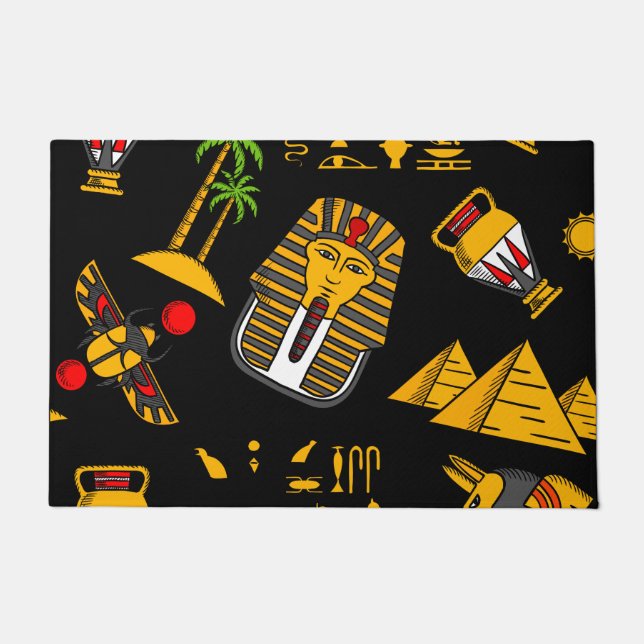 Ancient  Egyptian Hieroglyphic Pattern Background  Doormat (Front)