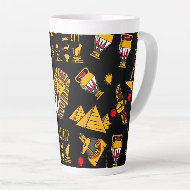 Ancient  Egyptian Hieroglyphic Pattern Background  Latte Mug (Right Angle)
