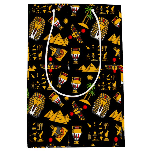 Ancient  Egyptian Hieroglyphic Pattern Background Medium Gift Bag (Front)