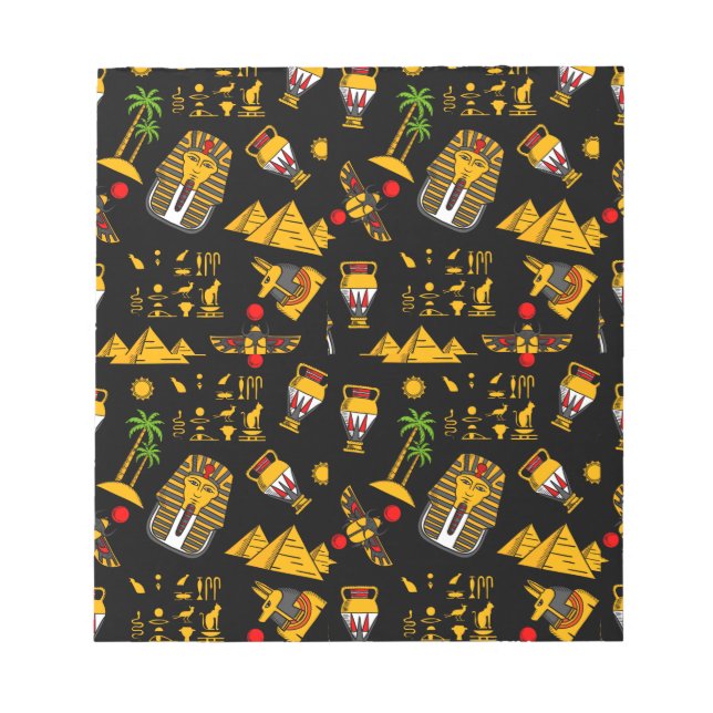 Ancient  Egyptian Hieroglyphic Pattern Background Notepad (Front)