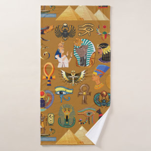 Ancient Egyptian Hieroglyphic -Pattern Hieroglyphi Bath Towel