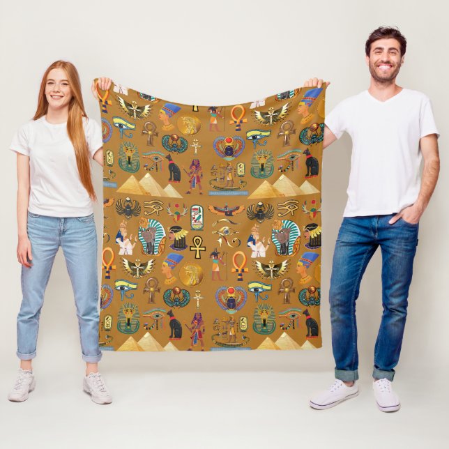 Ancient Egyptian Hieroglyphic -Pattern Hieroglyphi Fleece Blanket (In Situ)