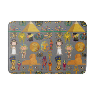 Ancient Egyptian Hieroglyphic -Pattern Pharaoh Bath Mat