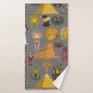 Ancient Egyptian Hieroglyphic -Pattern Pharaoh  Bath Towel