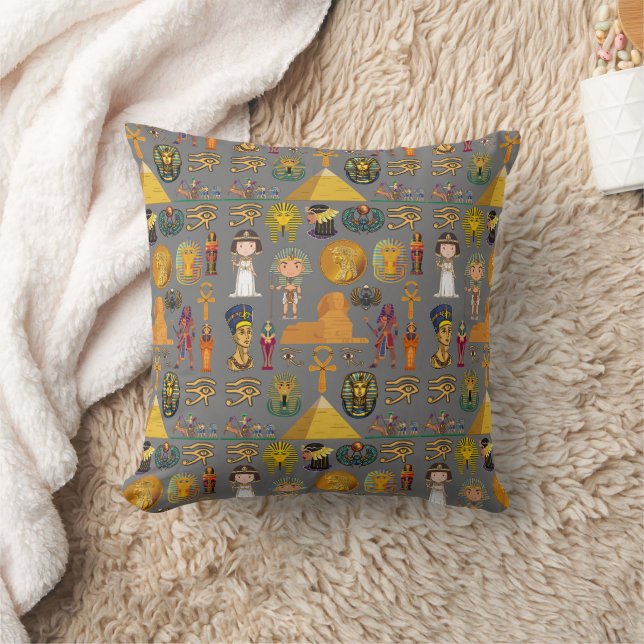Ancient Egyptian Hieroglyphic -Pattern Pharaoh  Cushion (Blanket)