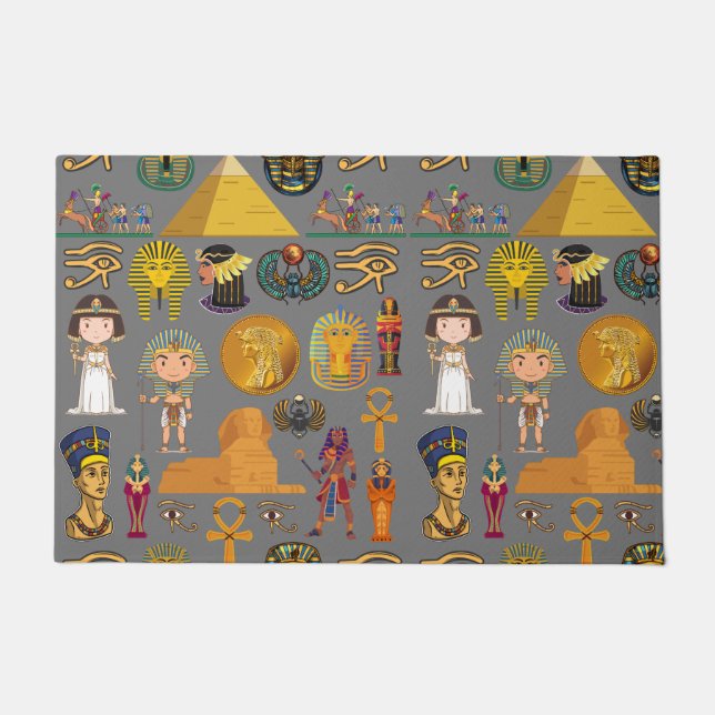 Ancient Egyptian Hieroglyphic -Pattern Pharaoh  Doormat (Front)
