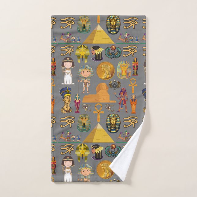 Ancient Egyptian Hieroglyphic -Pattern Pharaoh  Hand Towel (Hand Towel)