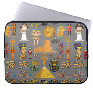Ancient Egyptian Hieroglyphic -Pattern Pharaoh  Laptop Sleeve