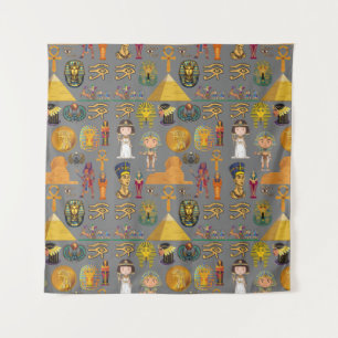 Ancient Egyptian Hieroglyphic -Pattern Pharaoh  Tapestry