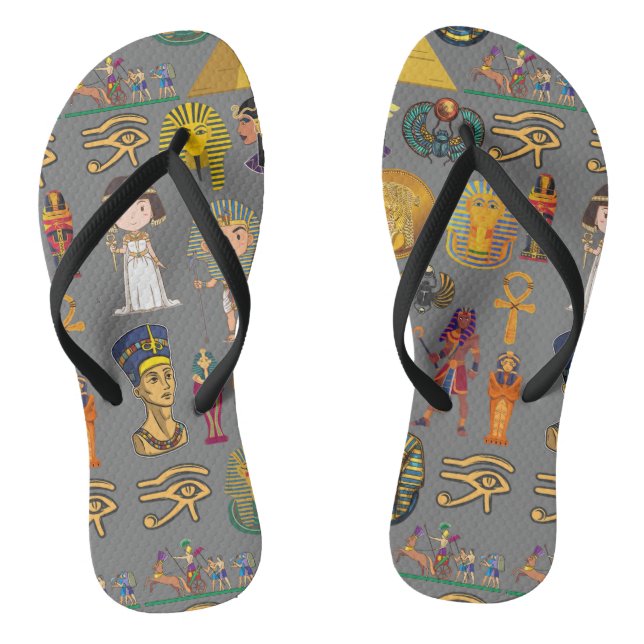 Ancient Egyptian Hieroglyphic -Pattern Pharaoh  Thongs (Footbed)