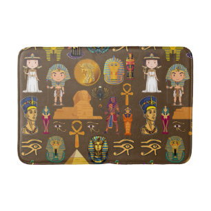 Ancient Egyptian Hieroglyphic -Pattern Symbol Bath Mat