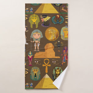 Ancient Egyptian Hieroglyphic -Pattern Symbol Bath Towel