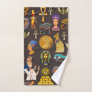 Ancient Egyptian Hieroglyphic Pattern Symbol      Hand Towel