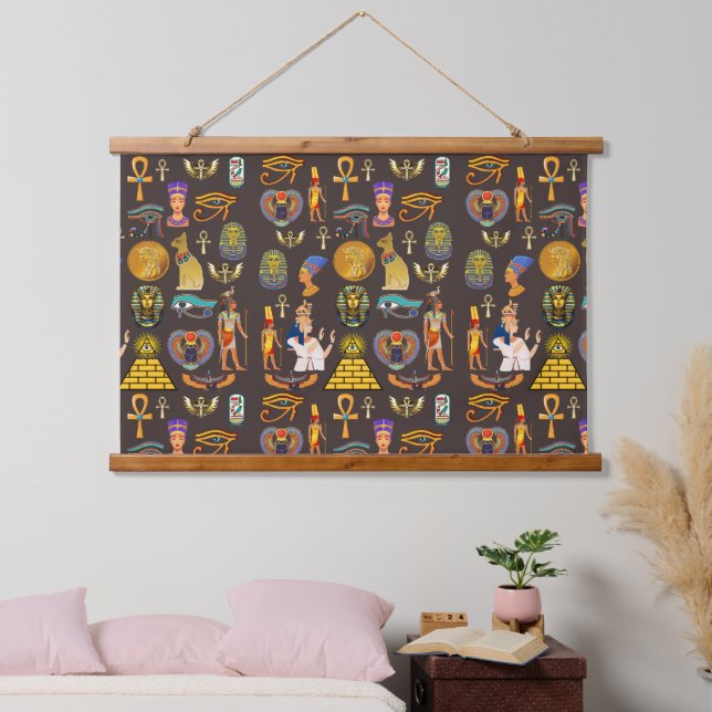 Ancient Egyptian Hieroglyphic Pattern Symbol       Hanging Tapestry (Bedroom)