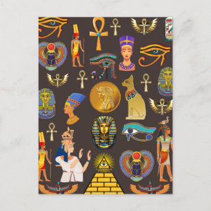 Ancient Egyptian Hieroglyphic Pattern Symbol       Holiday Postcard
