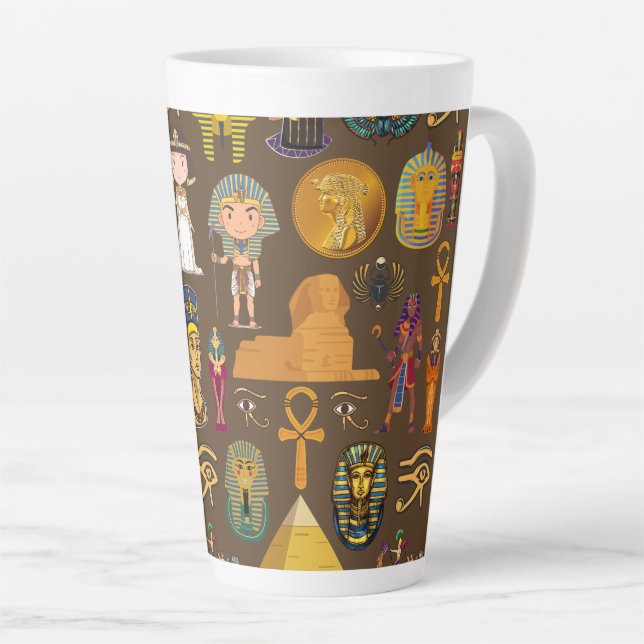 Ancient Egyptian Hieroglyphic -Pattern Symbol  Latte Mug (Right Angle)
