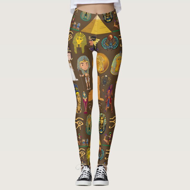 Ancient Egyptian Hieroglyphic -Pattern Symbol  Leggings (Front)