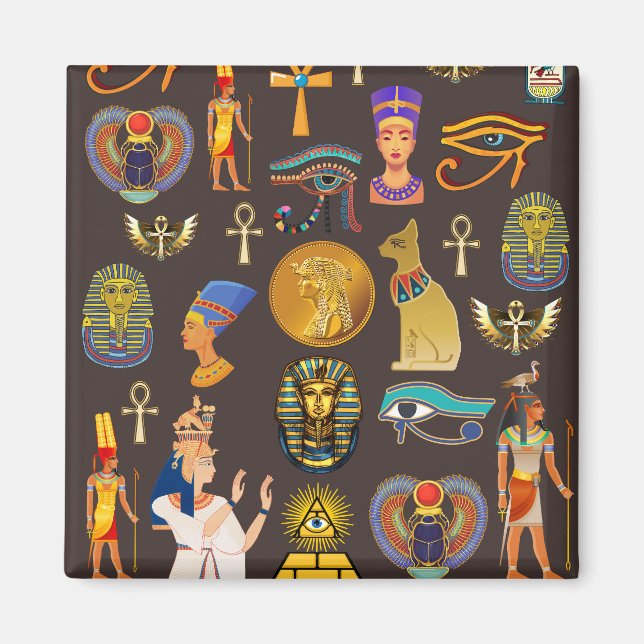 Ancient Egyptian Hieroglyphic Pattern Symbol Magnet (Front)