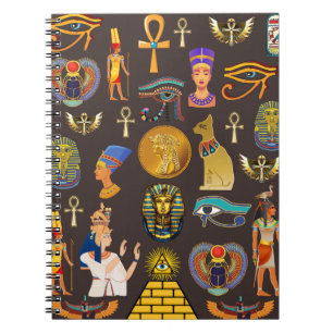 Ancient Egyptian Hieroglyphic Pattern Symbol Notebook