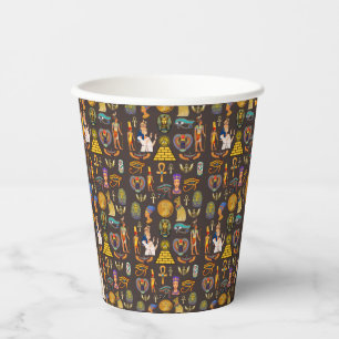 Ancient Egyptian Hieroglyphic Pattern Symbol Paper Cups