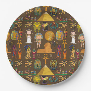 Ancient Egyptian Hieroglyphic -Pattern Symbol Paper Plate