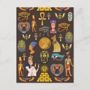 Ancient Egyptian Hieroglyphic Pattern Symbol Postcard
