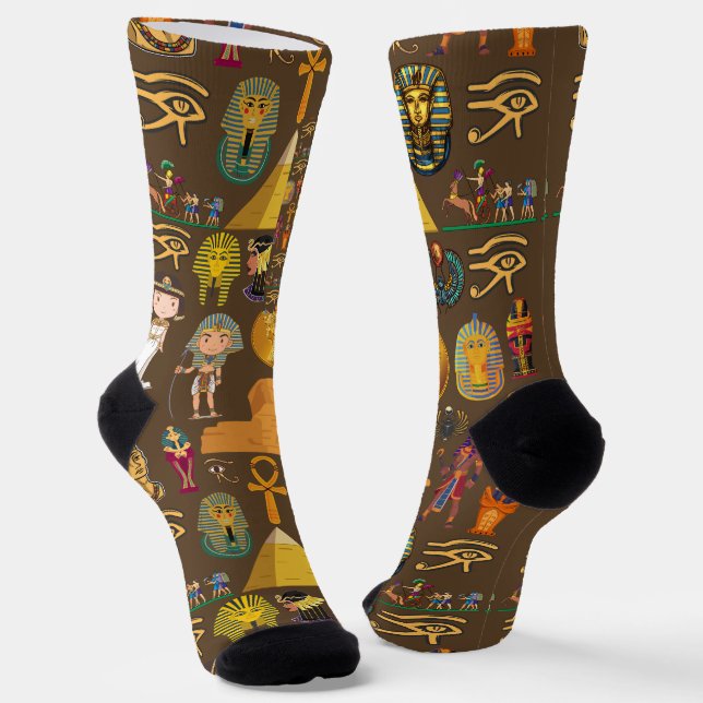Ancient Egyptian Hieroglyphic -Pattern Symbol  Socks (Angled)