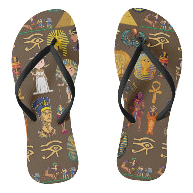 Ancient Egyptian Hieroglyphic -Pattern Symbol  Thongs (Footbed)