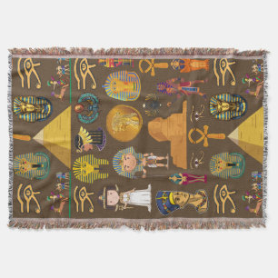 Ancient Egyptian Hieroglyphic -Pattern Symbol  Throw Blanket