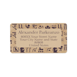 Ancient Egyptian Hieroglyphics Art on Parchment Label