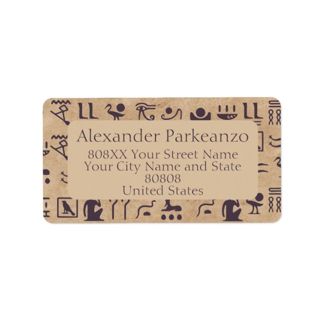Ancient Egyptian Hieroglyphics Art on Parchment Label (Front)