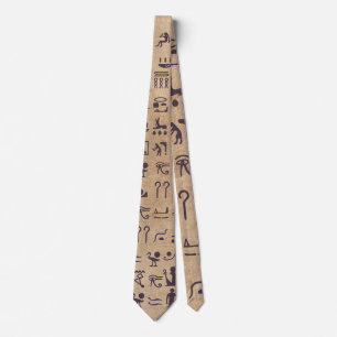 Ancient Egyptian Hieroglyphics Art on Parchment Tie
