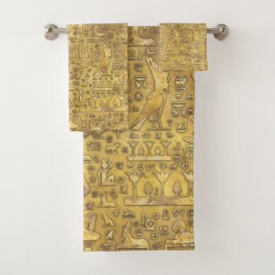 Ancient Egyptian hieroglyphics Gold Bath Towel Set
