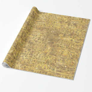 Ancient Egyptian hieroglyphics Gold Wrapping Paper