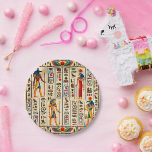 Ancient Egyptian Hieroglyphs and Pharaonic Paper Plate