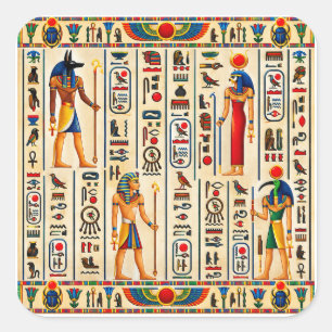Ancient Egyptian Hieroglyphs and Pharaonic Square Sticker