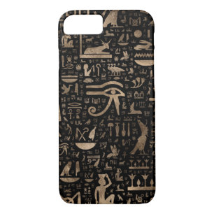 Ancient Egyptian hieroglyphs - Black and gold iPhone 8/7 Case