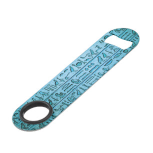 Ancient Egyptian Hieroglyphs Blue Bottle Opener