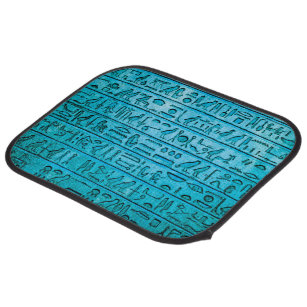 Ancient Egyptian Hieroglyphs Blue Car Floor Mat