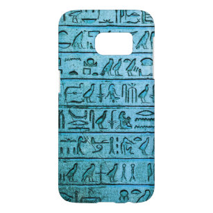 Ancient Egyptian Hieroglyphs Blue