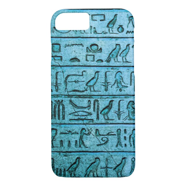 Ancient Egyptian Hieroglyphs Blue iPhone 7 Case (Back)