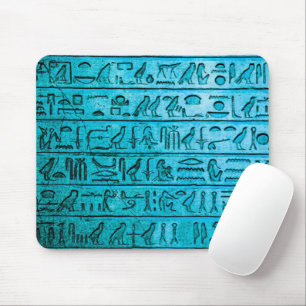 Ancient Egyptian Hieroglyphs Blue Mouse Pad